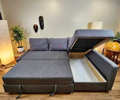 Stylish Grey Sofa Bed with Storage