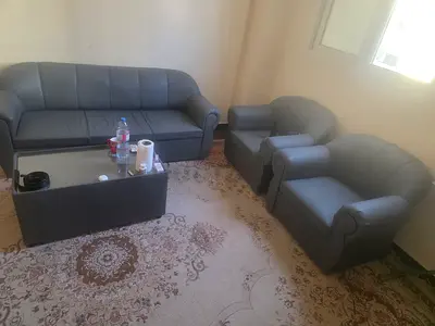 Comfortable Grey Sofa Set with Armchairs