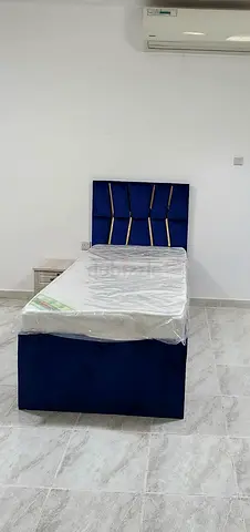 Elegant Blue Bed Frame with Comfortable Mattress 90x190 cm