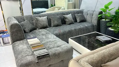 Comfortable Luxurious Grey L shaped Sofa