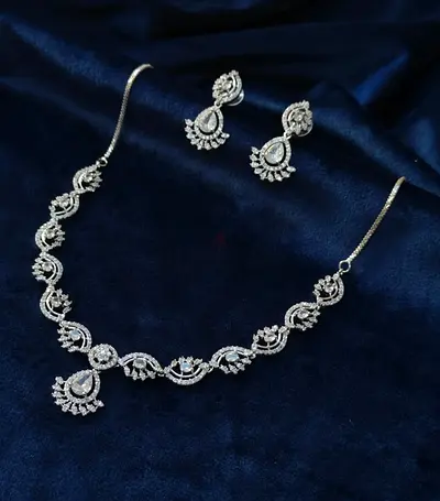 Elegant CZ Necklace and Earring Set