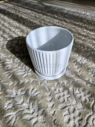 2 white ceramic plant pots