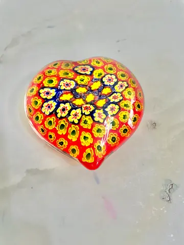 Vintage Murano art glass millefiori paperweight (heart shaped)