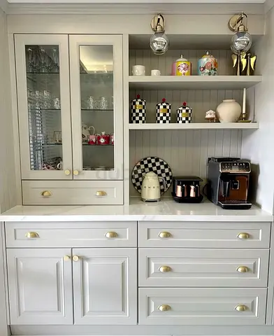 Elegant Display Cabinet with Coffee Station