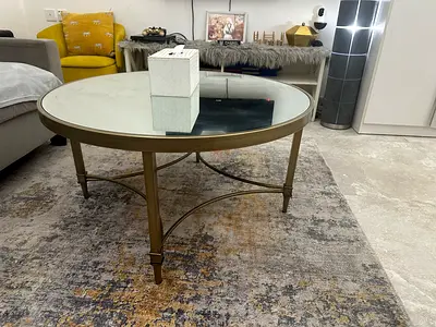Elegant Round Coffee Table with Glass Top