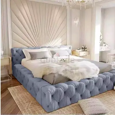 Elegant King Size Bed with Plush Upholstery
