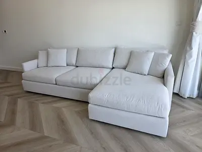 Stylish Modren CrateBarrel Lounge Deep feather filled L Shape Sofa Beige