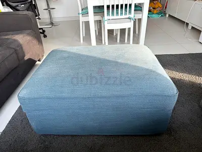 Comfortable Ottoman with storage, Columbian Emerald- Green/Blue for Relaxation