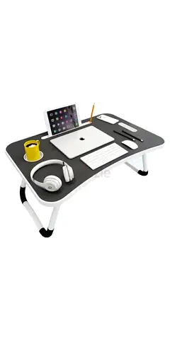 Foldable Laptop Table With Cup Holder Combination Material Multicolour 40.5 x 60 x 5.5cm