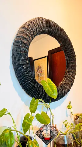 Elegant Round Wicker Mirror for Sale