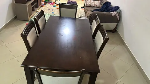 Solid Wood Dining Table with 6 Chairs for Sale