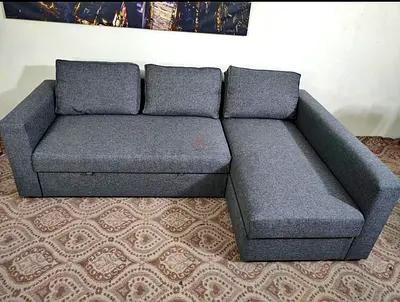 IKEA Lshape sofa bed with storage dark gray color