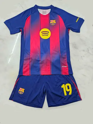 Authentic Barcelona Football Kit for Young Fans. Lamine Yamal 19 Number Jersey