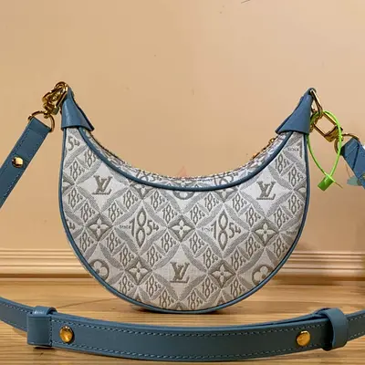 Louis vuitton Loop Handbag Half-Moon Baguette In Since 1854 Jacquard Textile