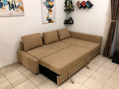Ikea sofa com bed with storage beige color