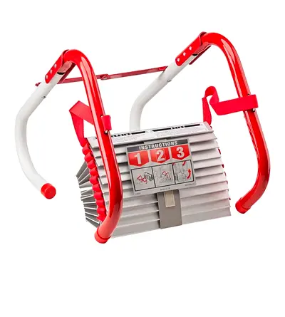 Safety ladder for emergencies. Hooks onto windows ledge and allows ladder escape