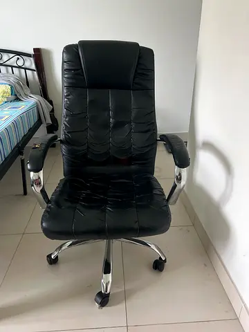 Comfortable Black Office Chair with Chrome Base
