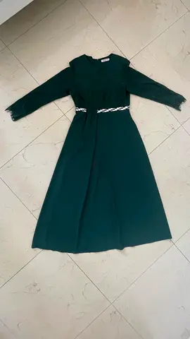 Elegant Long Green Dress with Belt
