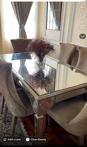 Elegant Mirrored dining table with coffee table+ tv table