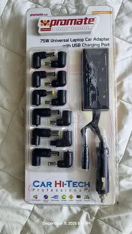 promate 75watt universal laptop car adapter
