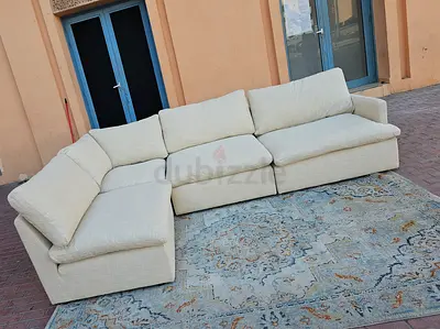Looks great Condition Home Center Swin feather filled Corner Sofa Beige