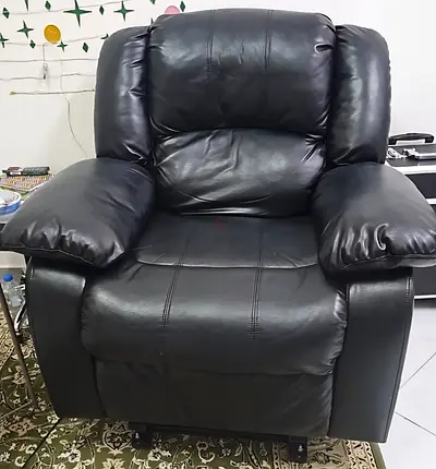 Black Leather Recliner Armchair for Sale