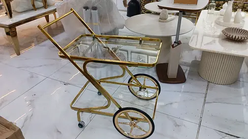 Elegant Gold Serving Cart for Your Entertaining Needs