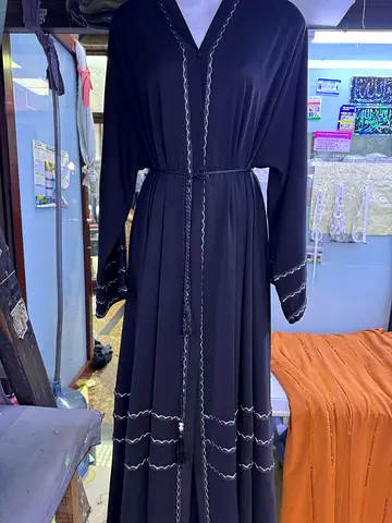 Elegant Black Abaya with Delicate Embroidery