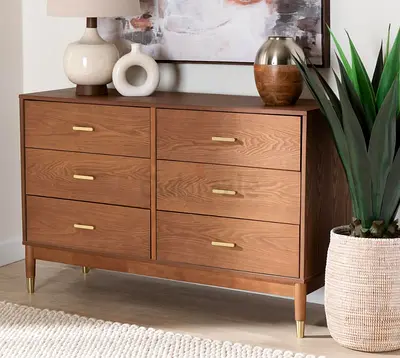 Gorgeous Wooden Dresser with Chic Gold Accents