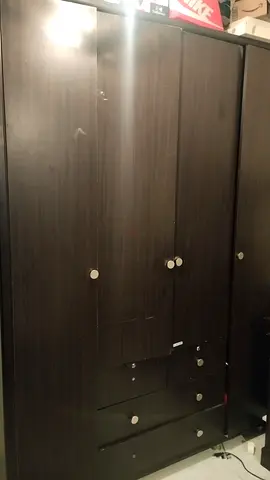 Sturdy Wooden Wardrobe with Multiple Drawers