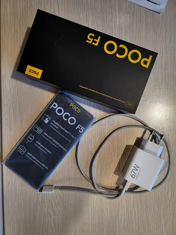 Poco F5 with Charger and Box and 2 cover/cases