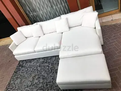 CrateBarrel Lounge Deep feather filled L Shape Sofa Beige without footstool