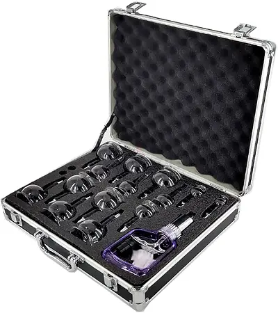 Cupping Set, 14pcs Suction Cups Jar Vacuum Cupping Kit, Chinese Vacuum Cupping Device with Suitcase,