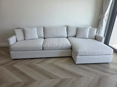 Cratebarrel L Shape Sofa Beige