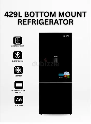 SPJ 429 Litres Double Door Refrigerator with Water Dispenser - Black | Model:  RFGB-BBLU429C | 1 Yea