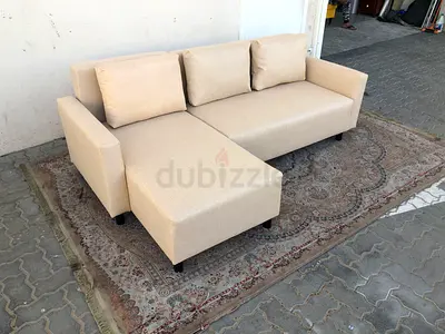 Ikea l shape sofa com bed with storage beige