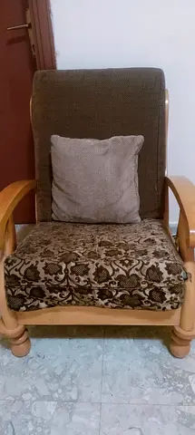 2 Wooden sofa chair and 5 seater sofa set