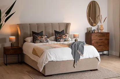 King size hydraulic storage fabric bed