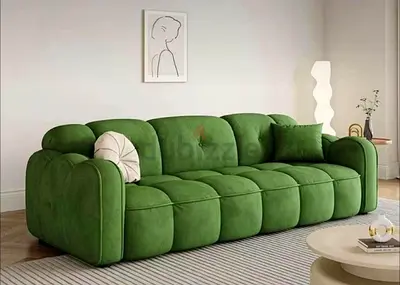 Vibrant Green Plush Sofa for Sale