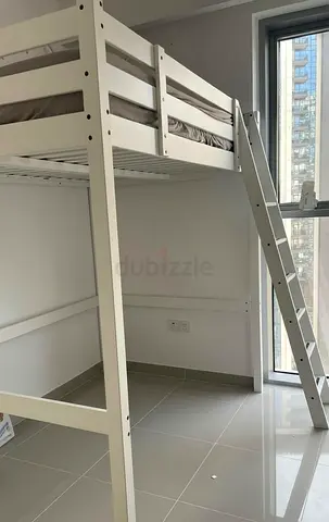 Sturdy White Loft Bed with Ladder
