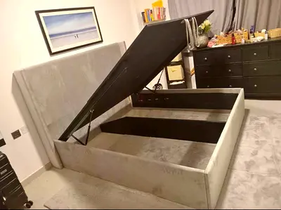 Modern Grey Upholstered Storage Bed