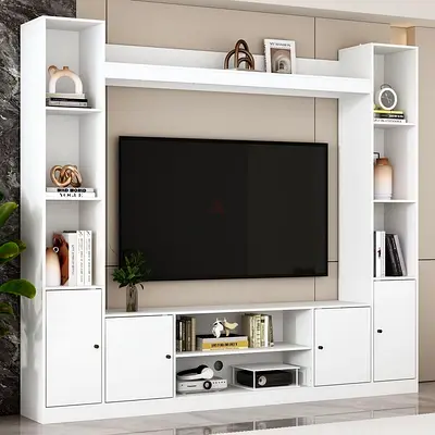 Modern White Entertainment Center for Sale