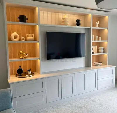 Modern Entertainment Center with Stylish Shelves