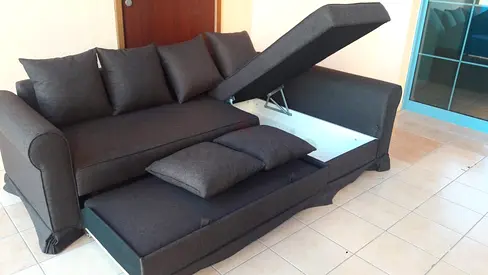 IKEA Lshaped sofa combed with storage brown