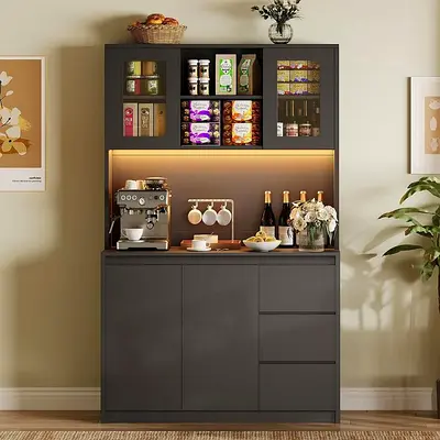 Stylish Kitchen Cabinet with Open Shelves