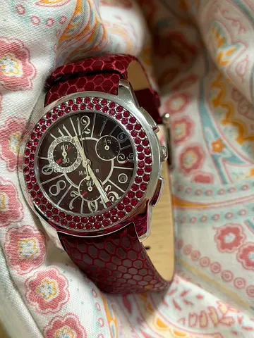 Mango Womens Red Watch with Crystals