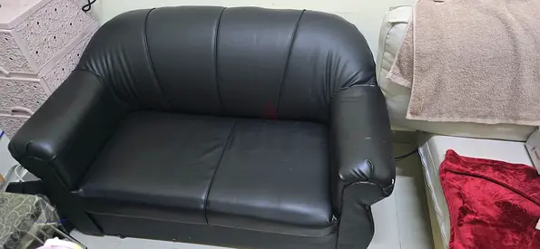 Comfortable Black Leather Sofa for Sale
