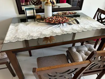Elegant Glass Top Dining Table Set