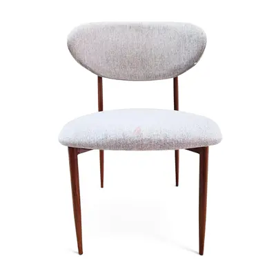 Minimalist Grey Accent Chair | Scandinavian Style Fabric Seat with Metal Base