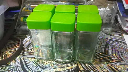 Set of 6 Stylish  Glass Storage Jars with lids